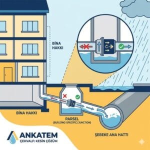 Binalarda su geri tepmesini önleyen çekvalf sistemi şeması